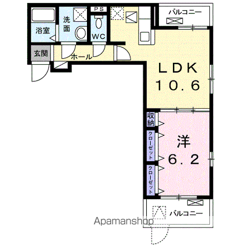 シャンゼリゼ(1LDK/1階)の間取り写真