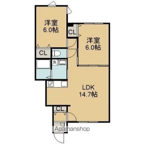 グラン・ソレーユⅢ(2LDK/1階)の間取り写真