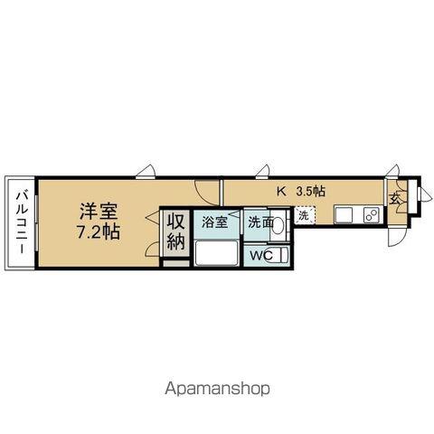 プランドール新城(1K/3階)の間取り写真
