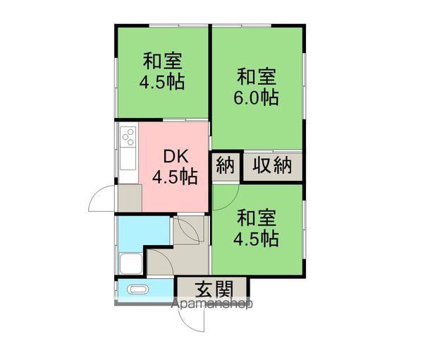 伊予鉄道高浜線 山西駅 徒歩15分 1階建 築54年(3K)の間取り写真