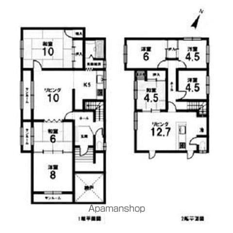 札沼線 篠路駅 バス乗車時間:10分 篠路9−1バス停で下車 徒歩5分 2階建 築44年(7LDK)の間取り写真