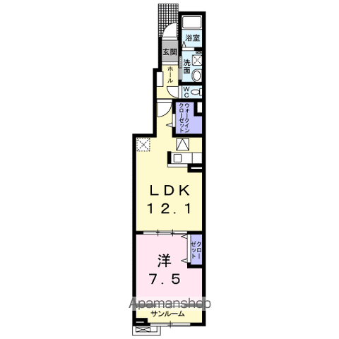 ベルエアンジュ(1LDK/1階)の間取り写真