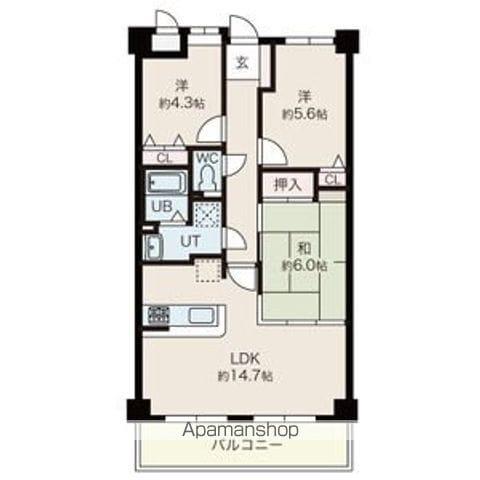 ダイアパレスウエストシティ(3LDK/12階)の間取り写真