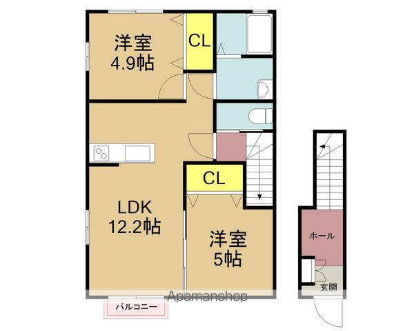 ハイム・ディアコート(2LDK/2階)の間取り写真