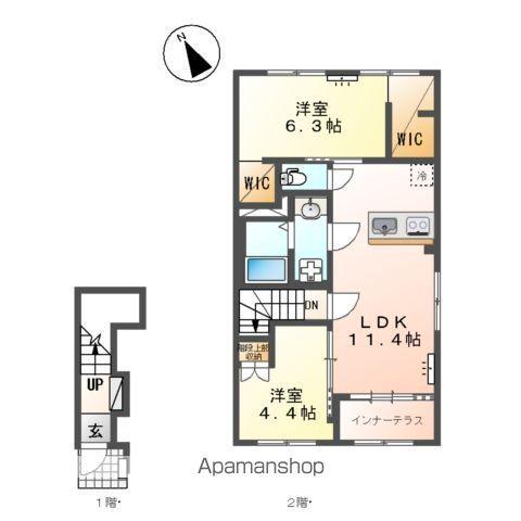 新発田市諏訪町アパート(2LDK/2階)の間取り写真