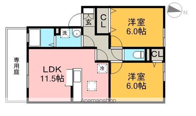 ウィルモアイースト(2LDK/1階)の間取り写真