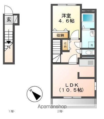コモド ピノ Ⅳ(1LDK/2階)の間取り写真