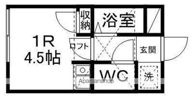 アップルハウス旭ケ丘10(ワンルーム/2階)の間取り写真
