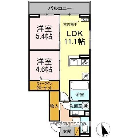 オーガスタハイツ(2LDK/3階)の間取り写真