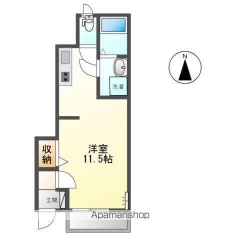 プレジールB(ワンルーム/1階)の間取り写真