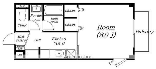 サープラス庄山2(1K/2階)の間取り写真