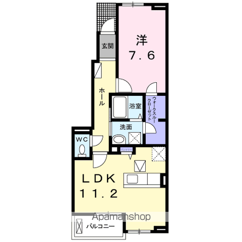 コリーヌ ソレイユ(1LDK/1階)の間取り写真