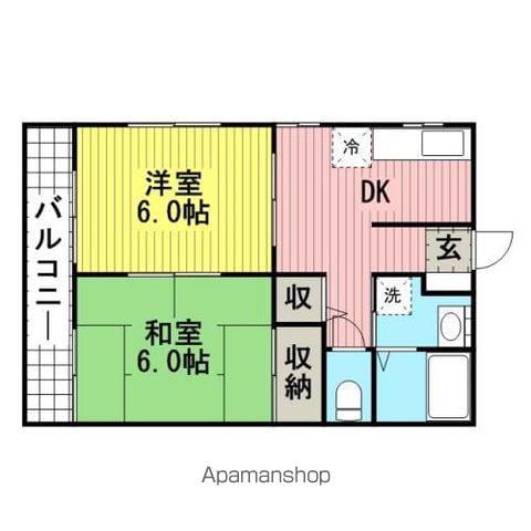 グランミュール(2DK/1階)の間取り写真