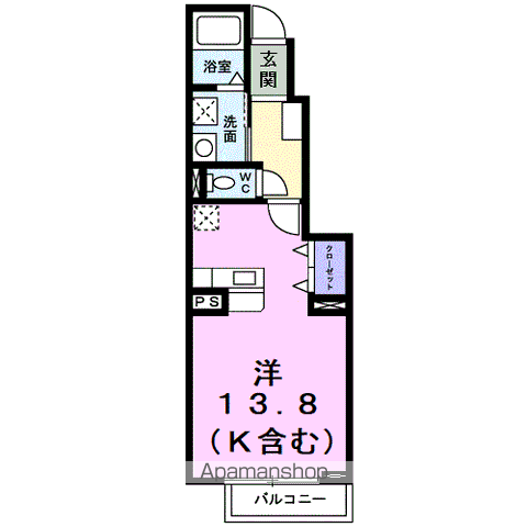 メゾンアンソレイエS(ワンルーム/1階)の間取り写真