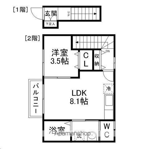 LUMINARE台原Ⅱ(1LDK/2階)の間取り写真
