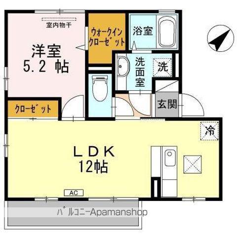 ルクプルC棟(1LDK/1階)の間取り写真