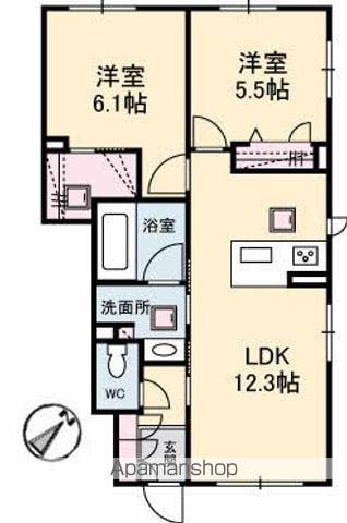 ミラベルKSⅡ(2LDK/1階)の間取り写真