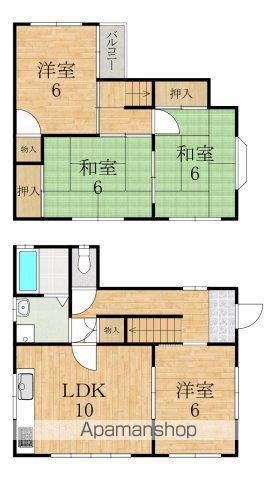 近鉄京都線 新祝園駅 徒歩5分 2階建 築35年(4LDK)の間取り写真