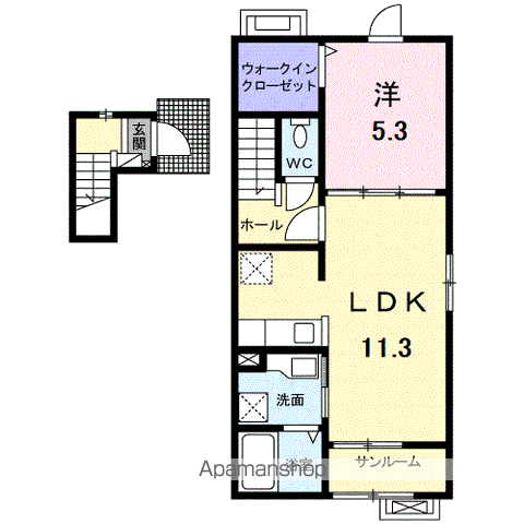 パークサイド メゾン(1LDK/2階)の間取り写真