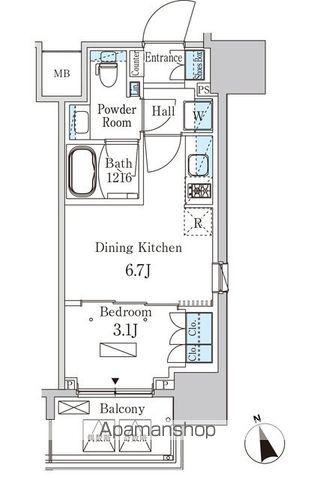 パークアクシス浦安(1DK/3階)の間取り写真