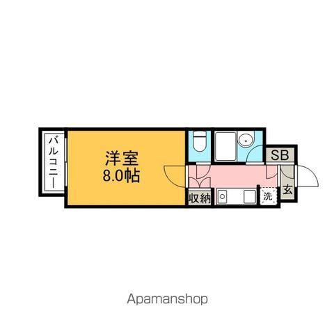 ドミ・エスポワール久留米Ⅲ(1K/6階)の間取り写真