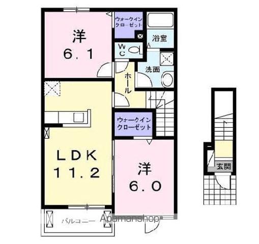 グレイスⅠ(2LDK/2階)の間取り写真