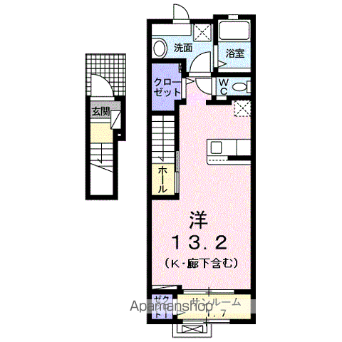 BEST HOUSE Ⅵ(ワンルーム/2階)の間取り写真