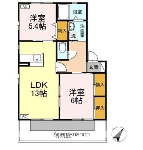 フローラ神領 B(2LDK/1階)の間取り写真