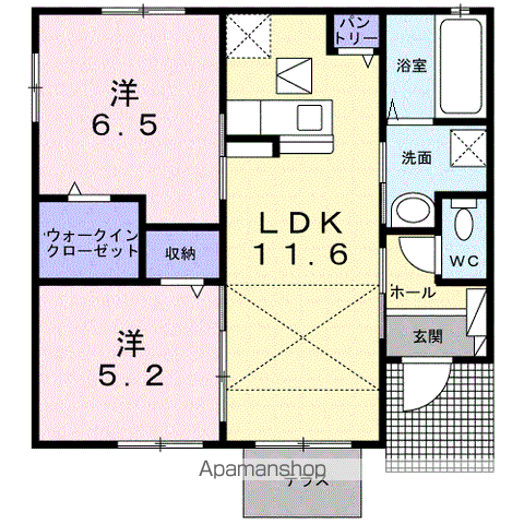 阿武隈急行 瀬上駅 徒歩4分 1階建 築5年(2LDK)の間取り写真
