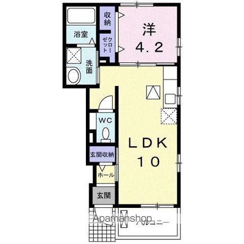 ワイズKM Ⅱ(1LDK/1階)の間取り写真