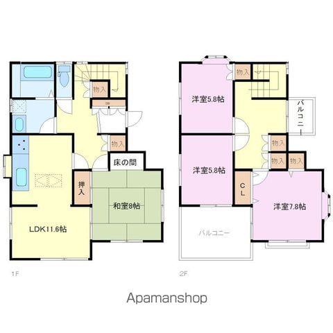 相模鉄道本線 天王町駅 徒歩15分 2階建 築46年(4LDK)の間取り写真