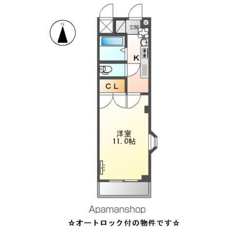 プレジデント川中(1K/4階)の間取り写真