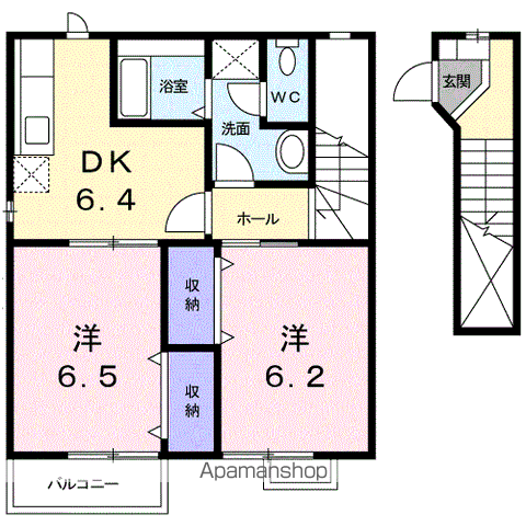 コーポクレストールⅥ(2DK/2階)の間取り写真
