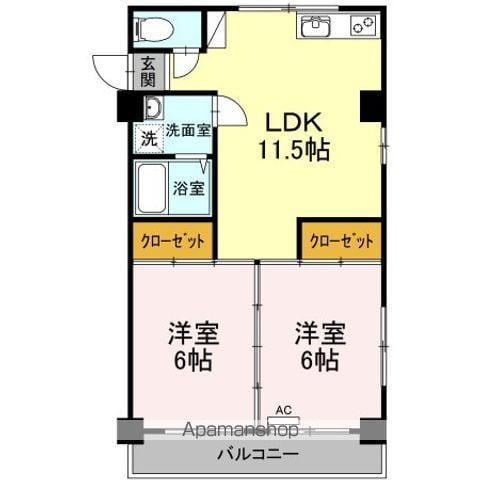 ドールハウス雄郡(2LDK/2階)の間取り写真