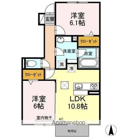 ベルネージュⅡ(2LDK/1階)の間取り写真