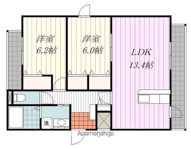 アトリウムA(2LDK/2階)の間取り写真