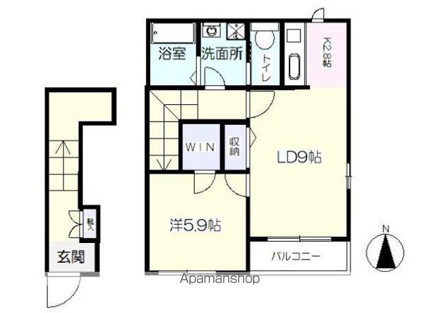 ジョイシックス(1LDK/2階)の間取り写真