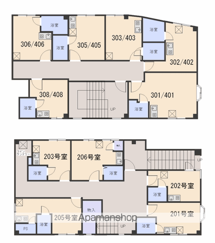 アパーテル南石堂J棟(ワンルーム/2階)の間取り写真