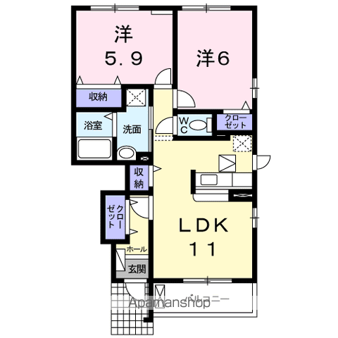 ジェルメ アンジュⅡ(2LDK/1階)の間取り写真