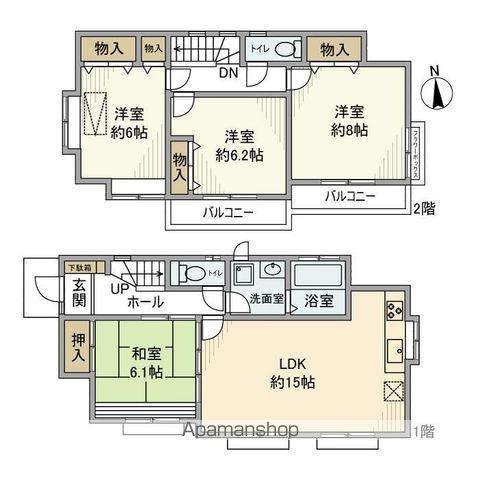 常磐線 柏駅 徒歩18分 2階建 築25年(4LDK)の間取り写真