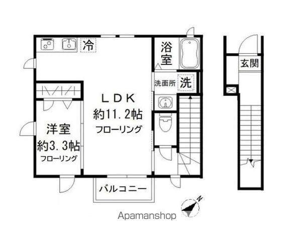プリムホワイト(1LDK/2階)の間取り写真