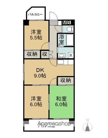 東浦カルチャービル(3DK/3階)の間取り写真