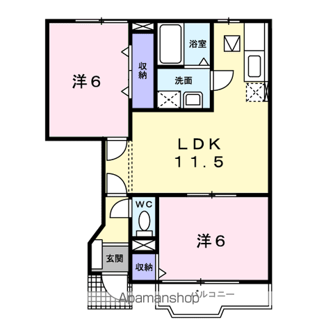 コンフォートプラザⅠ(2LDK/1階)の間取り写真
