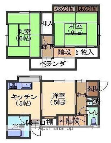 広島電鉄宮島線 井口駅(広島) 徒歩7分 2階建 築51年(3K)の間取り写真