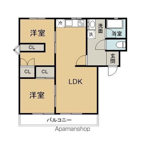 フレグランス館石(2LDK/2階)の間取り写真