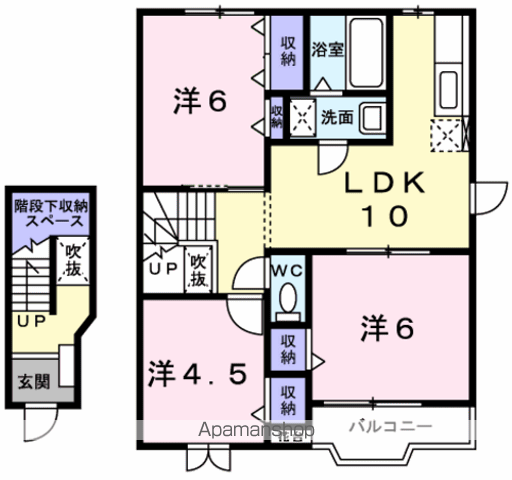 サンビーチ毛見Ⅰ(3LDK/2階)の間取り写真