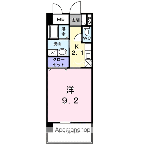 ベルマーレ(1K/2階)の間取り写真