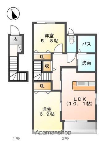 メゾン・リシェⅡ(2LDK/2階)の間取り写真