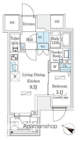 URBAN BREEZE 恵比寿(1LDK/2階)の間取り写真