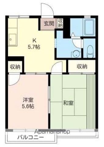 ビューテラスミナミ(2K/1階)の間取り写真